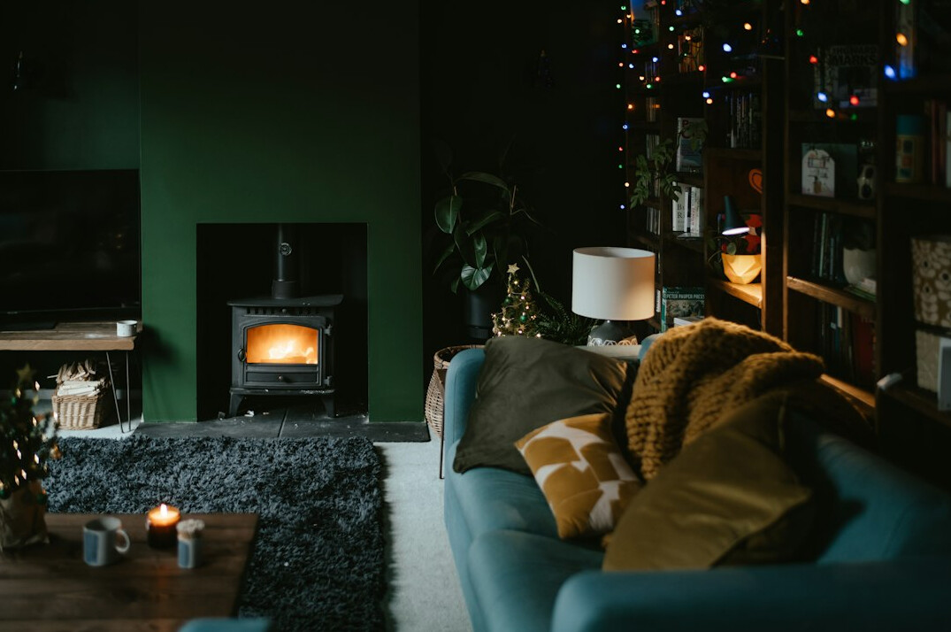 cozy danish living room with candles